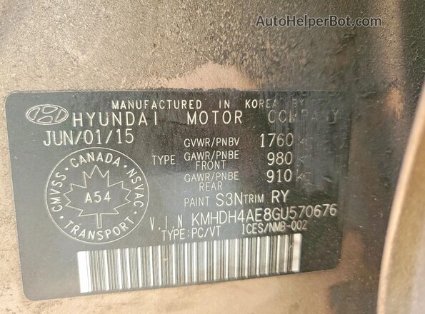 KMHDH4AE8GU570676 2016 HYUNDAI ELANTRA Желто-коричневый Вид подкапотного пространства