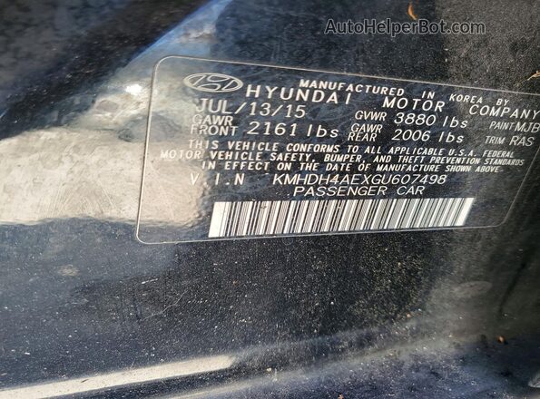 KMHDH4AEXGU607498 2016 HYUNDAI ELANTRA Black Вид підкапотного простору