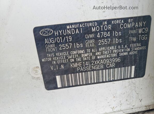 KMHE14L2XKA093996 2019 HYUNDAI SONATA Белый Вид подкапотного пространства