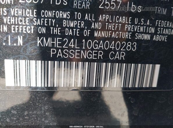 KMHE24L10GA040283 2016 HYUNDAI SONATA HYBRID Black ძრავის განყოფილების ხედი