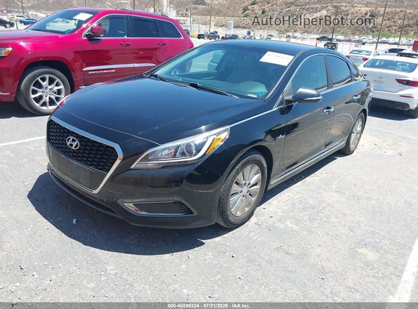 KMHE24L10GA040283 2016 HYUNDAI SONATA HYBRID Black წინა მარცხენა ხედი სამი მეოთხედიდან