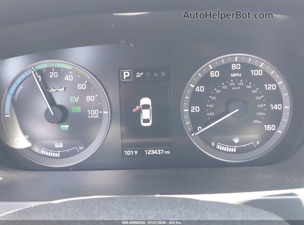 KMHE24L10GA040283 2016 HYUNDAI SONATA HYBRID Black უკანა სავარძლების ხედი