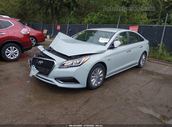 KMHE24L12GA015255 2016 HYUNDAI SONATA HYBRID Blue Առջևի ձախ երեք քառորդ տեսարան