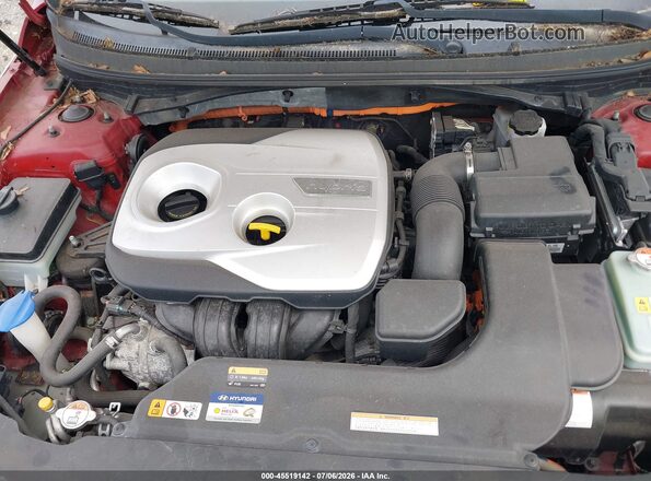 KMHE24L13GA011022 2016 HYUNDAI SONATA HYBRID Red Вид ззаду