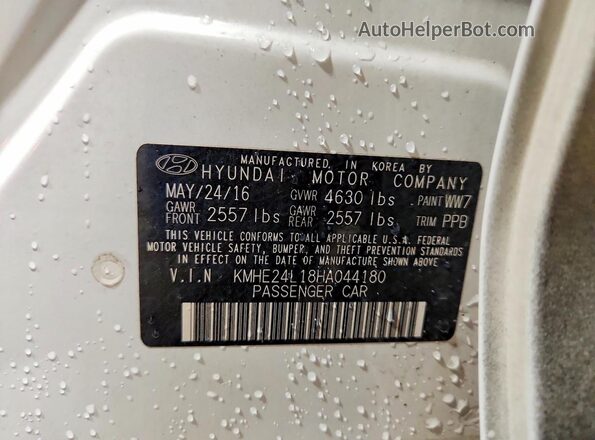 KMHE24L18HA044180 2017 HYUNDAI SONATA White Շարժիչի բաժամունքի տեսք