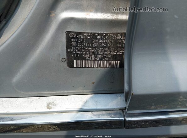 KMHE24L31HA075661 2017 HYUNDAI SONATA HYBRID Silver Widok komory silnika