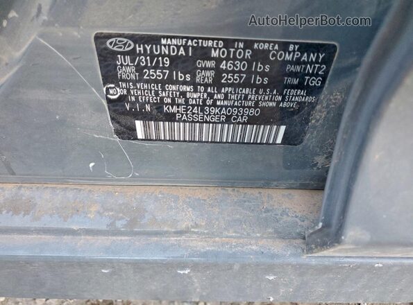 KMHE24L39KA093980 2019 HYUNDAI SONATA Charcoal Вид підкапотного простору