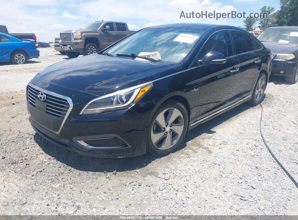 KMHE34L12GA028357 2016 HYUNDAI SONATA HYBRID Black Առջևի ձախ երեք քառորդ տեսարան