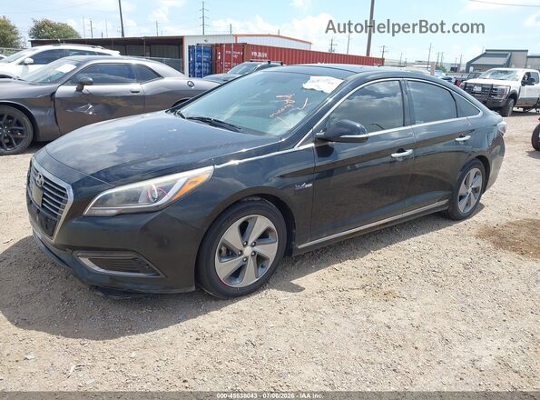 KMHE34L15GA018129 2016 HYUNDAI SONATA HYBRID Black Передня ліва чверть