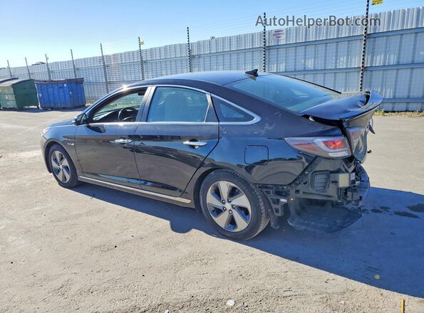 KMHE34L16HA048967 2017 HYUNDAI SONATA Black Trasero izquierdo