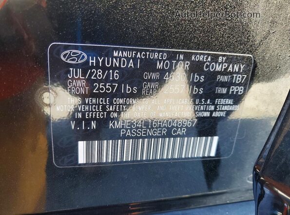 KMHE34L16HA048967 2017 HYUNDAI SONATA Black Vista del compartimento del motor