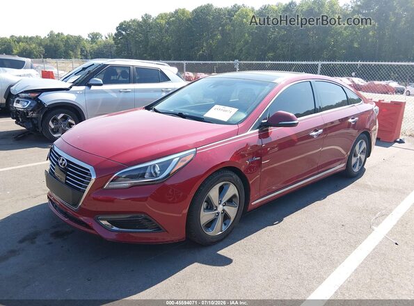 KMHE34L17GA020240 2016 HYUNDAI SONATA HYBRID Red Առջևի ձախ երեք քառորդ տեսարան