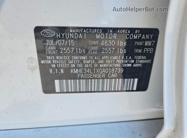 KMHE34L1XGA018739 2016 HYUNDAI SONATA Белый Вид подкапотного пространства