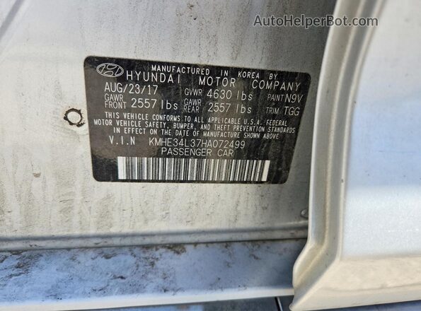 KMHE34L37HA072499 2017 HYUNDAI SONATA Silver Vista del compartimento del motor