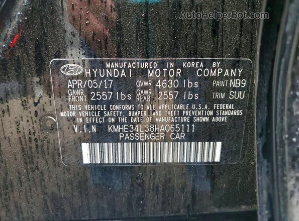 KMHE34L38HA065111 2017 HYUNDAI SONATA Black Вид підкапотного простору