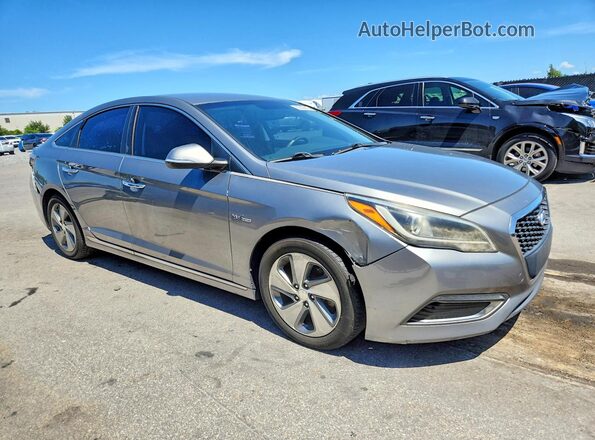 KMHE34L3XHA069211 2017 HYUNDAI SONATA Gray Delantero derecho
