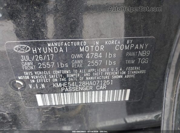 KMHE54L28HA071251 2017 HYUNDAI SONATA PLUG-IN HYBRID Black Շարժիչի բաժամունքի տեսք