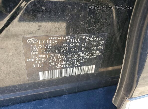 KMHFG4JG7GA513545 2016 HYUNDAI AZERA Черный Вид подкапотного пространства