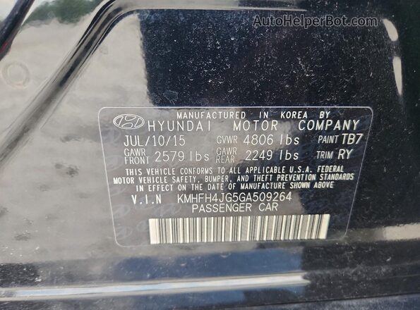 KMHFH4JG5GA509264 2016 HYUNDAI AZERA Black Engine compartment view