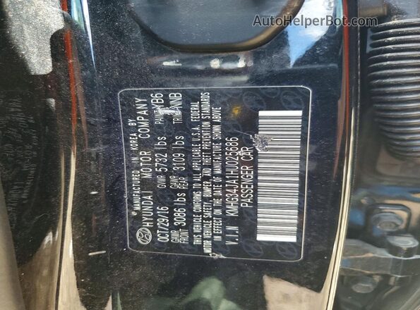 KMHG34JA1HU025686 2017 GENESIS G90 Black Widok naklejki z numerem VIN