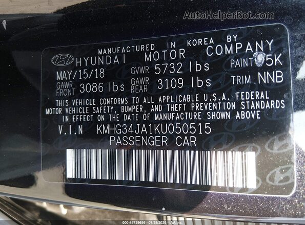 KMHG34JA1KU050515 2019 GENESIS G90 Черный Вид подкапотного пространства