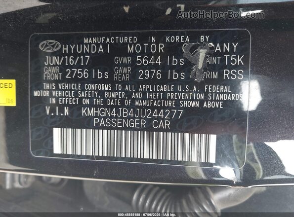 KMHGN4JB4JU244277 2018 GENESIS G80 Black Widok komory silnika