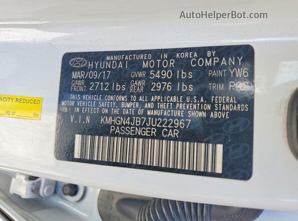 KMHGN4JB7JU222967 2018 GENESIS G80 Blue Engine compartment view