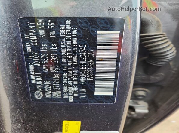 KMHGN4JE3HU204745 2017 GENESIS G80 Gray Engine compartment view