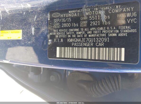KMHGN4JE7GU132091 2016 HYUNDAI GENESIS Blue Widok komory silnika