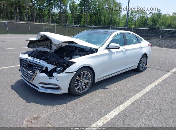 KMHGN4JE9JU227002 2018 GENESIS G80 White Առջևի ձախ երեք քառորդ տեսարան