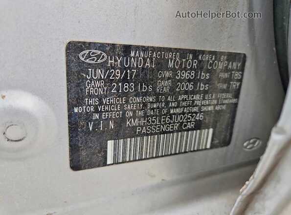 KMHH35LE6JU025246 2018 HYUNDAI ELANTRA Silver Вид підкапотного простору