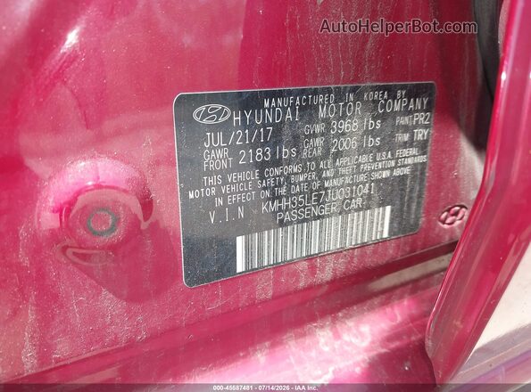 KMHH35LE7JU031041 2018 HYUNDAI ELANTRA GT Red Շարժիչի բաժամունքի տեսք