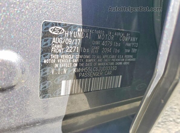 KMHH55LC6JU033193 2018 HYUNDAI ELANTRA Silver 360 interior view