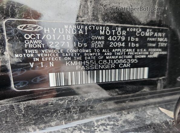 KMHH55LC8JU086395 2018 HYUNDAI ELANTRA Black VIN sticker view