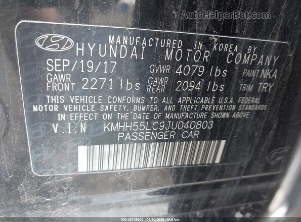 KMHH55LC9JU040803 2018 HYUNDAI ELANTRA GT Black Вид підкапотного простору