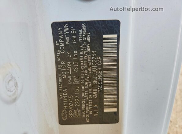 KMHHT6KJ1GU132248 2016 HYUNDAI GENESIS White Շարժիչի բաժամունքի տեսք