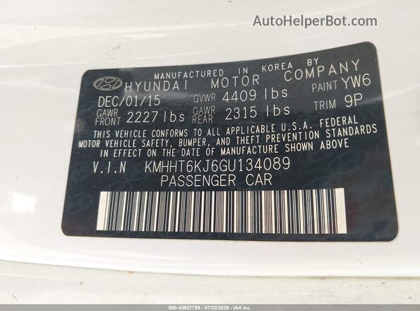 KMHHT6KJ6GU134089 2016 HYUNDAI GENESIS White Engine compartment view