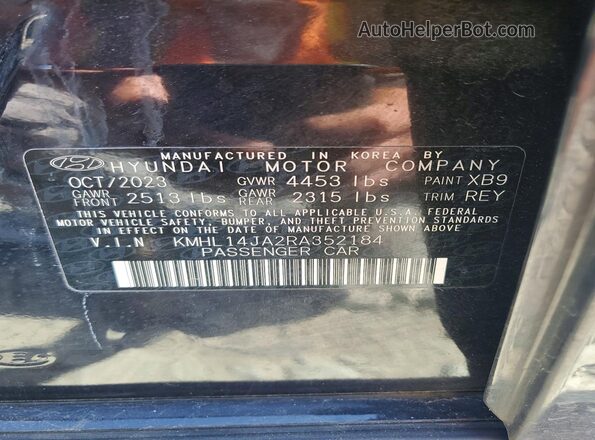 KMHL14JA2RA352184 2024 HYUNDAI SONATA Black ძრავის განყოფილების ხედი