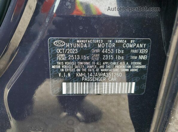 KMHL14JA9RA351260 2024 HYUNDAI SONATA Черный Вид наклейки с VIN-кодом