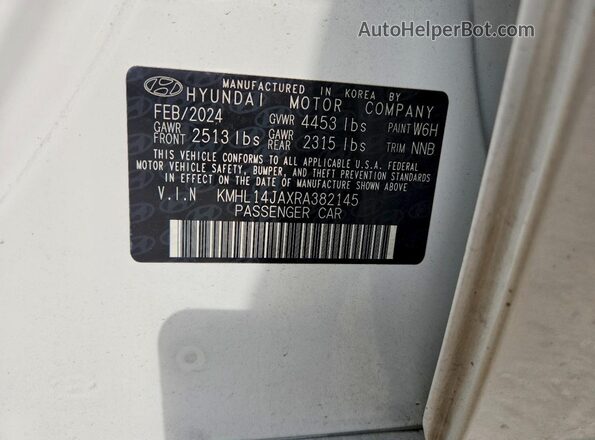 KMHL14JAXRA382145 2024 HYUNDAI SONATA White Շարժիչի բաժամունքի տեսք