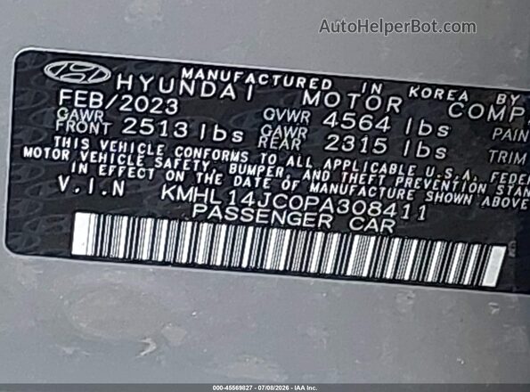 KMHL14JC0PA308411 2023 HYUNDAI SONATA Серебряный Вид подкапотного пространства