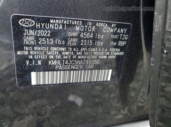 KMHL14JC5NA246050 2022 HYUNDAI SONATA Gray Vista del compartimento del motor