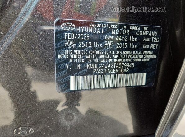 KMHL24JA2TA579945 2026 HYUNDAI SONATA Gray Вид наклейки з VIN-кодом