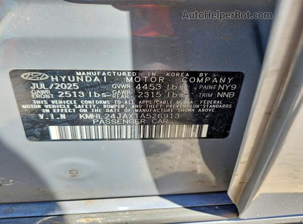 KMHL24JAXTA526913 2026 HYUNDAI SONATA Gray Շարժիչի բաժամունքի տեսք