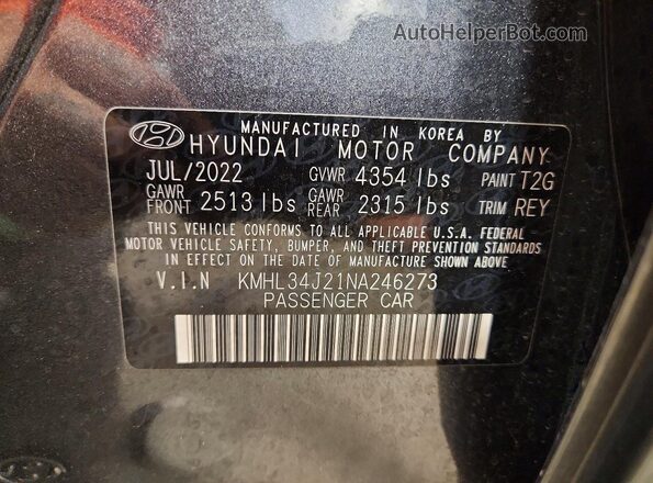 KMHL34J21NA246273 2022 HYUNDAI SONATA Серый Вид подкапотного пространства
