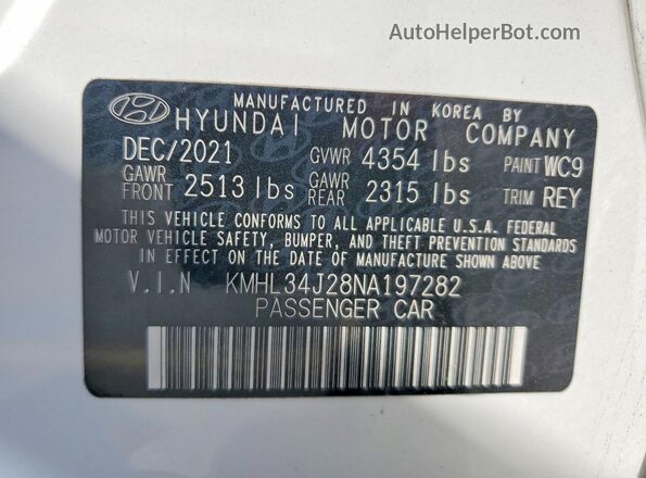 KMHL34J28NA197282 2022 HYUNDAI SONATA White Widok komory silnika