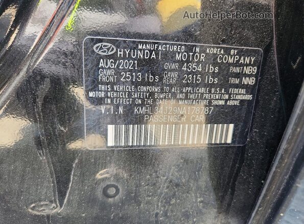 KMHL34J29NA178787 2022 HYUNDAI SONATA Black Widok komory silnika