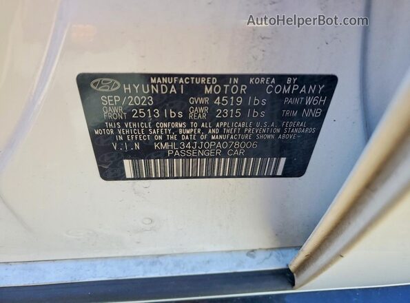 KMHL34JJ0PA078006 2023 HYUNDAI SONATA White Vista del compartimento del motor