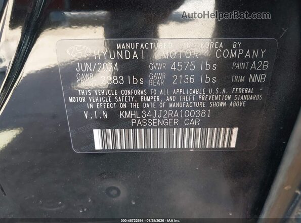 KMHL34JJ2RA100381 2024 HYUNDAI SONATA HYBRID Blue Engine compartment view