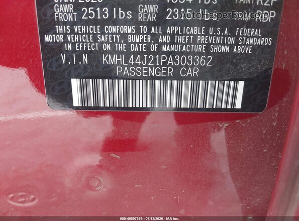 KMHL44J21PA303362 2023 HYUNDAI SONATA Red Շարժիչի բաժամունքի տեսք